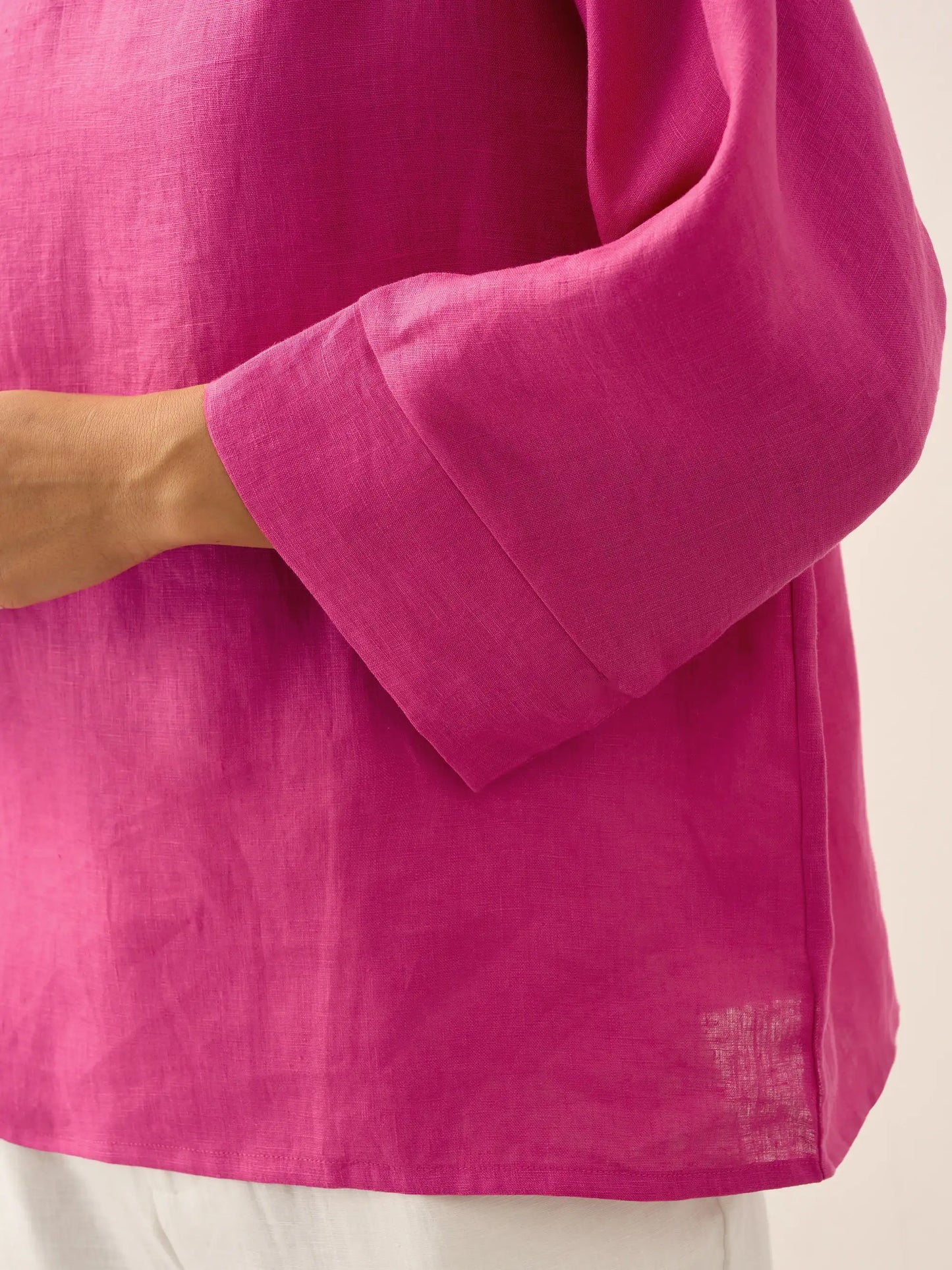 Haut à manches longues et col tombant 100% lin TRISTAN