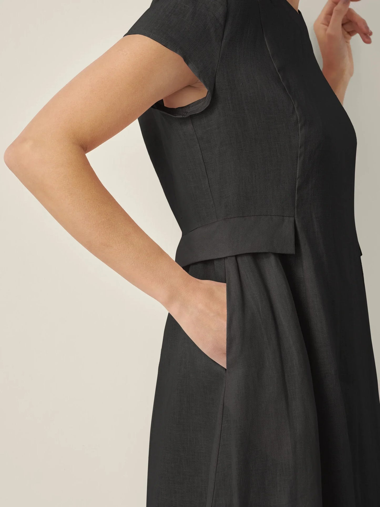 Robe d'été col V naturelle 100% lin ALEXA