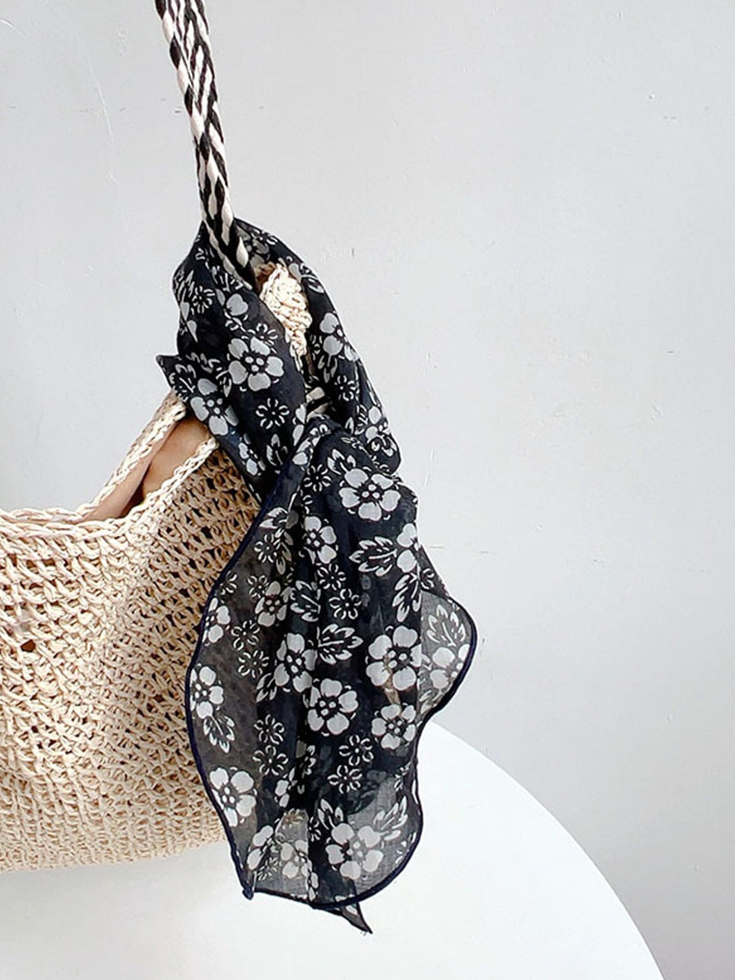 Mouchoir en ramie à imprimé vintage