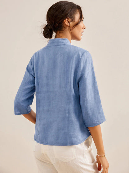 Veste ajustée en lin 100% avec boutons faits main AMELIA