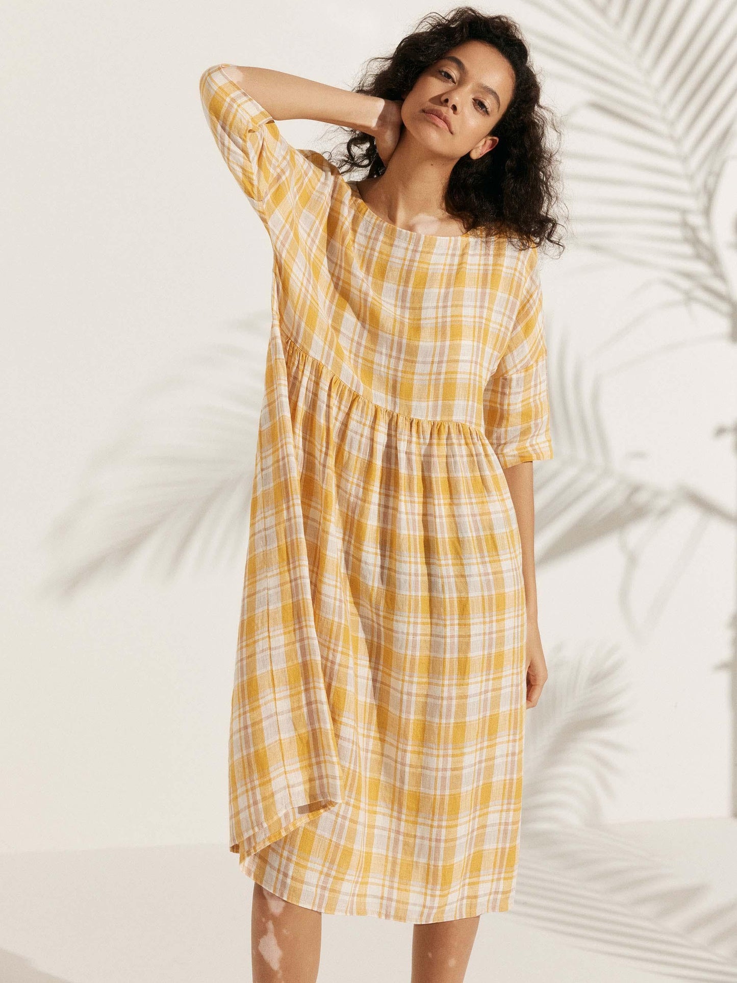 Robe mi-longue coupe trapèze 100% lin VALENCIA