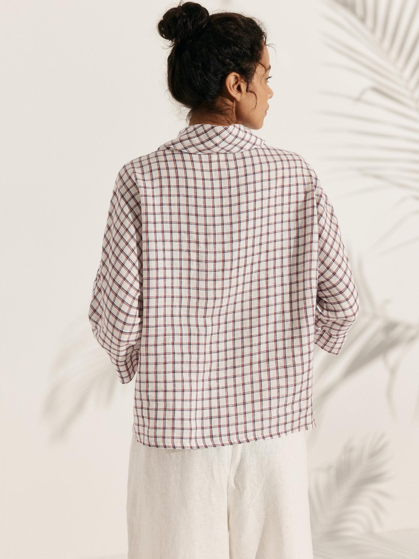 Haut à manches longues et col tombant 100% lin TRISTAN