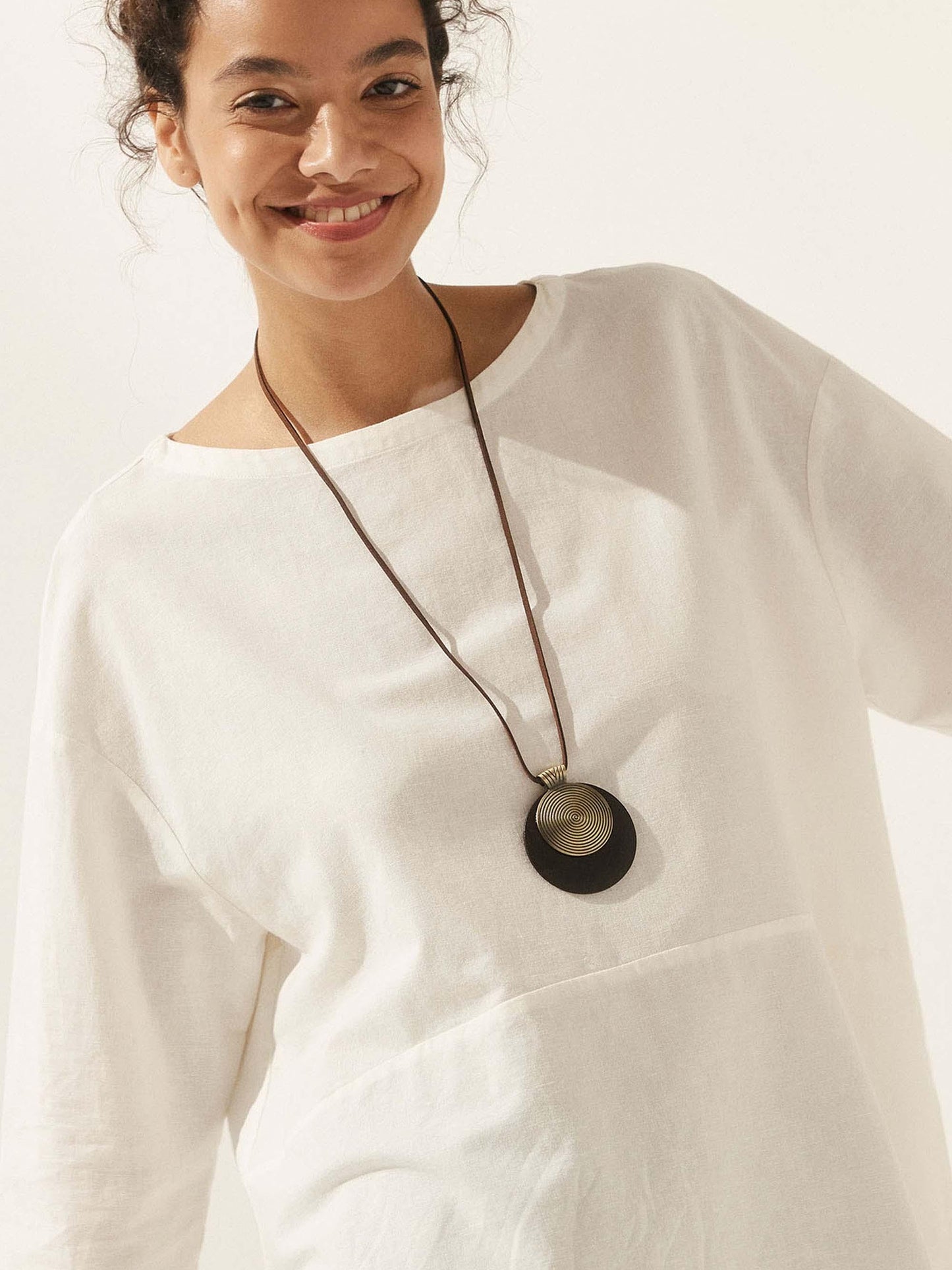 Long Collier à Anneaux en Bois Vintage