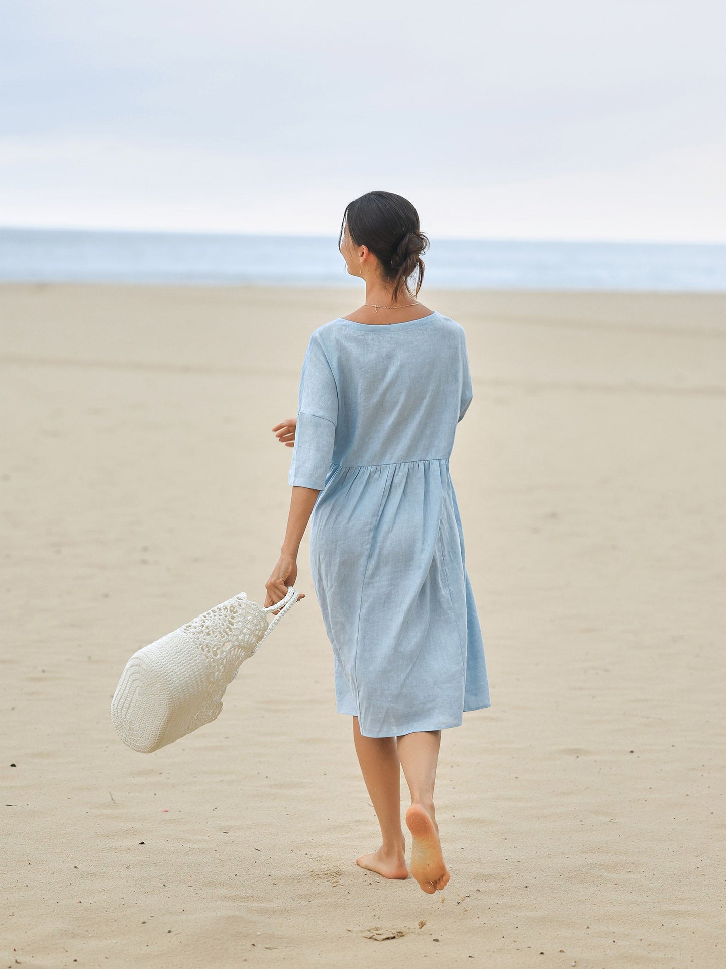 Robe mi-longue coupe trapèze 100% lin VALENCIA