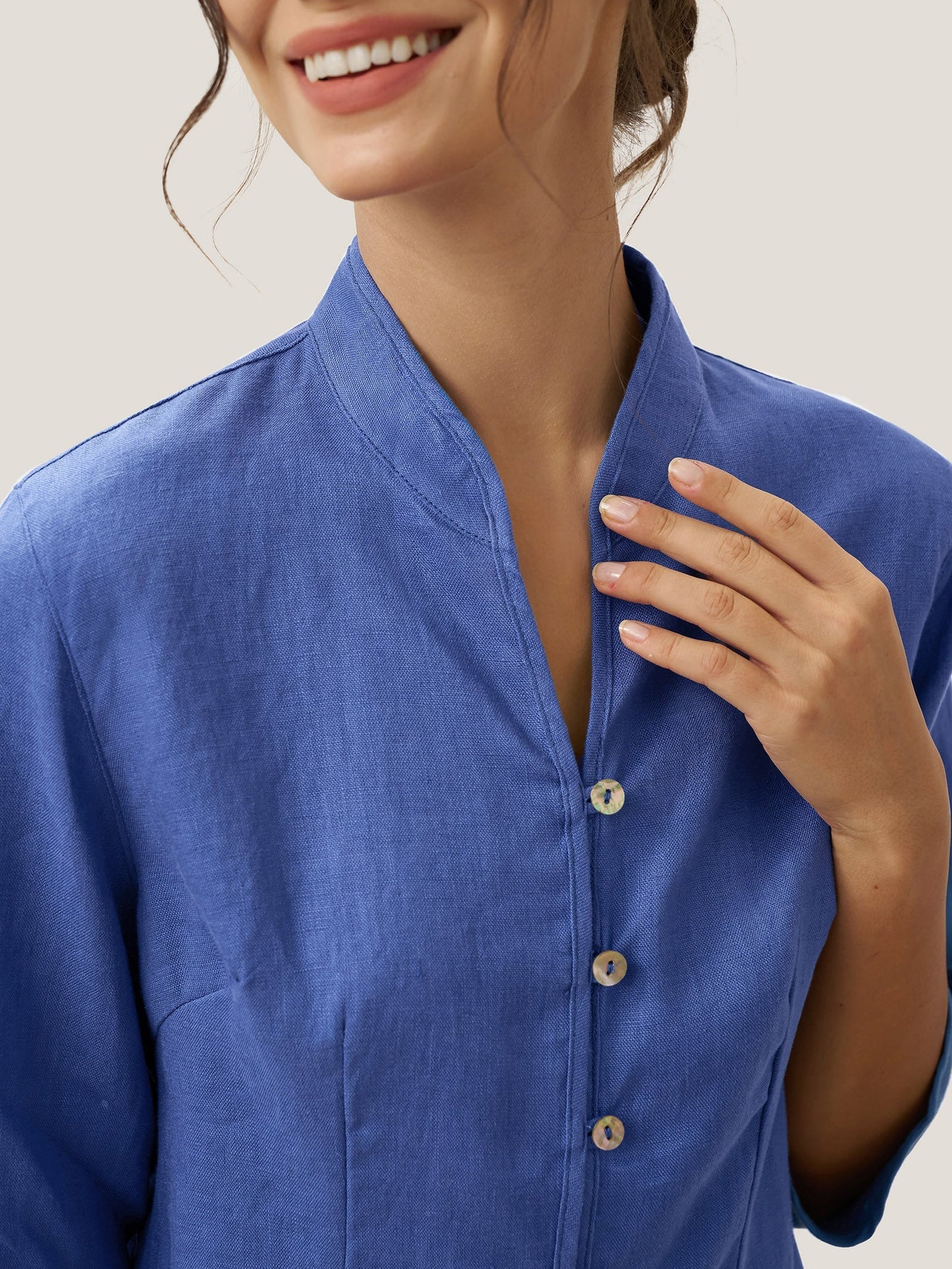 Veste ajustée en lin 100% avec boutons faits main AMELIA