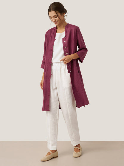 Haut long 100% lin à boutons faits main DILLON