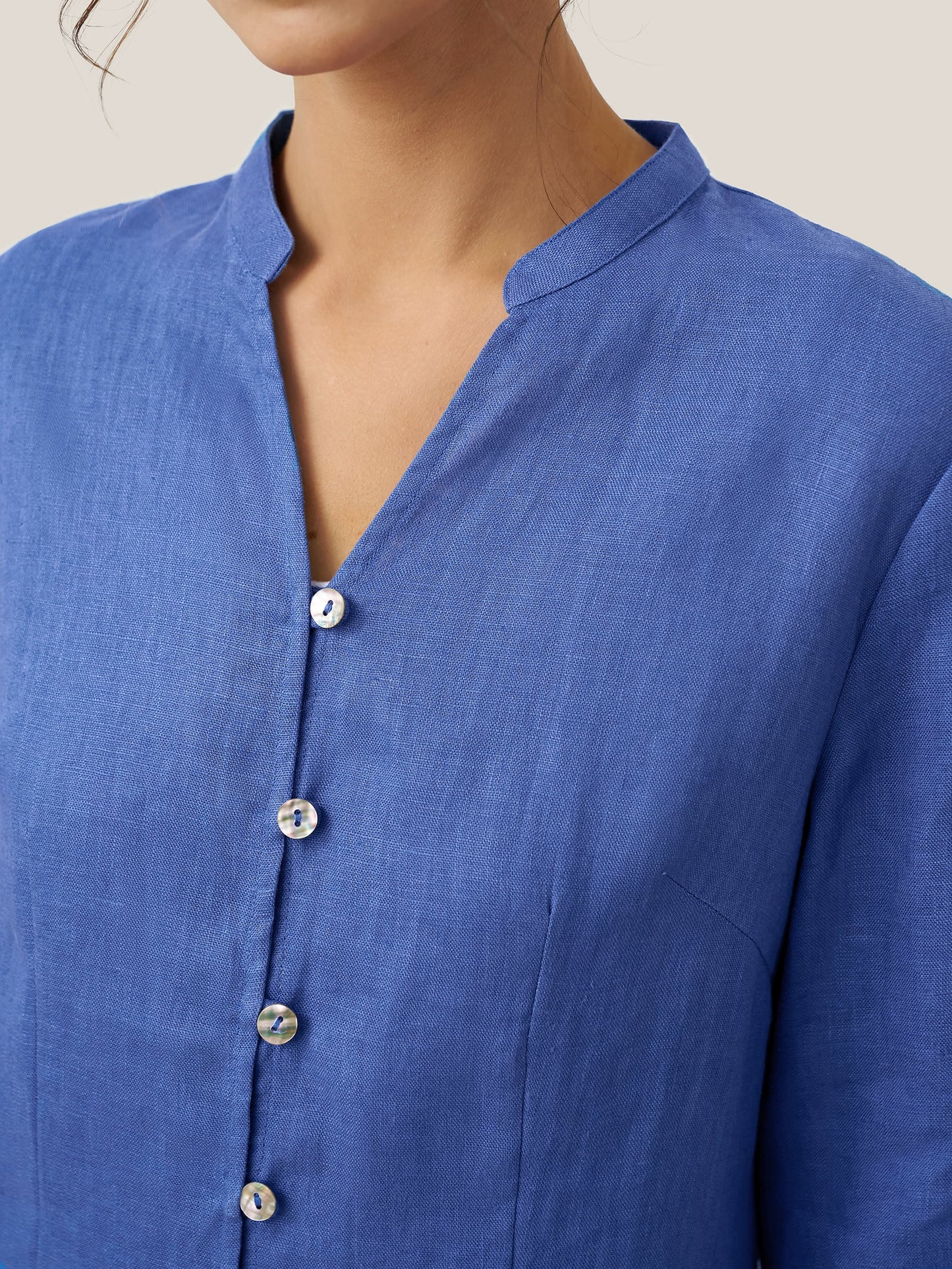 Haut long en lin 100% avec boutons faits main DILLON