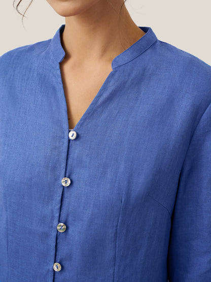 Haut long en lin 100% avec boutons faits main DILLON