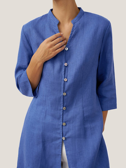 Haut long en lin 100% avec boutons faits main DILLON