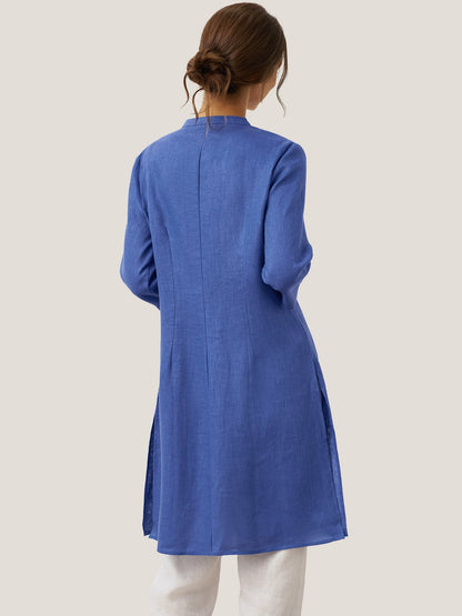 Haut long en lin 100% avec boutons faits main DILLON