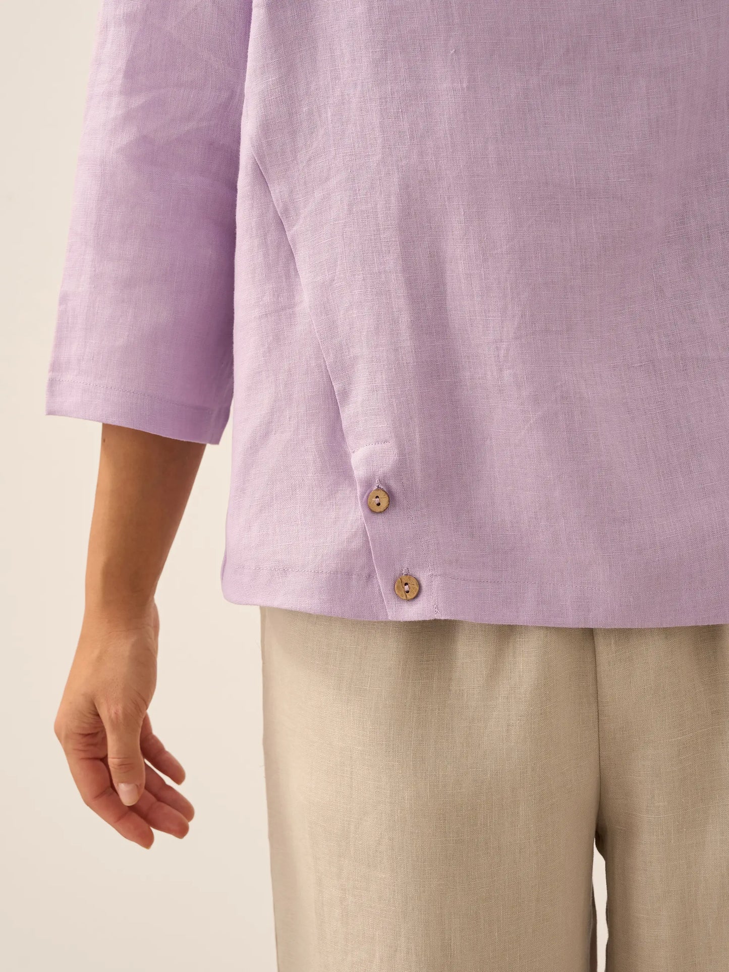 Haut à col souple et rond à carreaux Vichy en lin LAURA