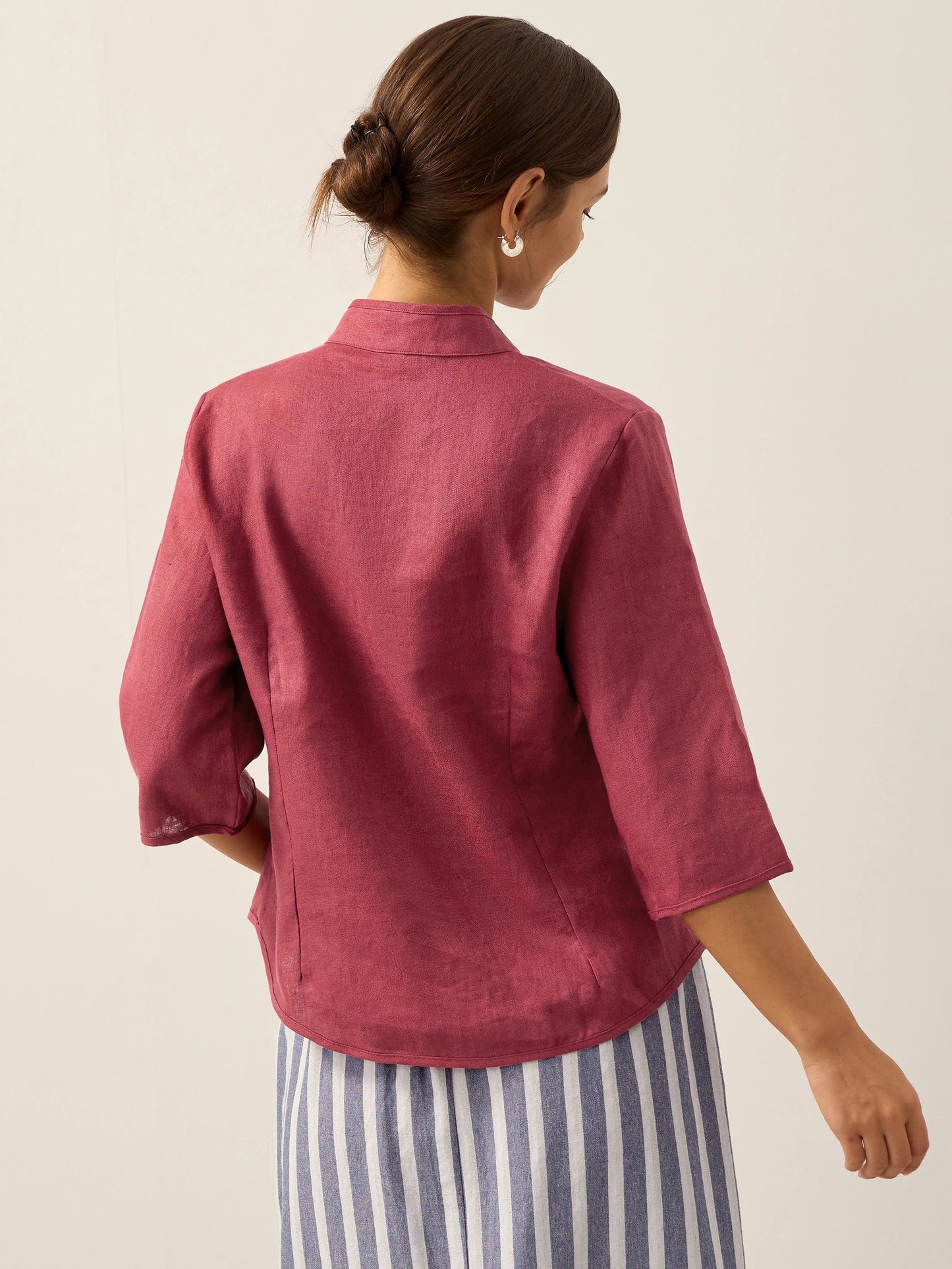 Veste ajustée en lin 100% avec boutons faits main AMELIA