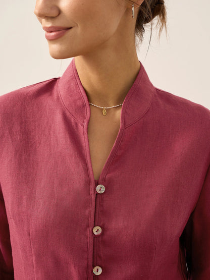 Veste ajustée en lin 100% avec boutons faits main AMELIA