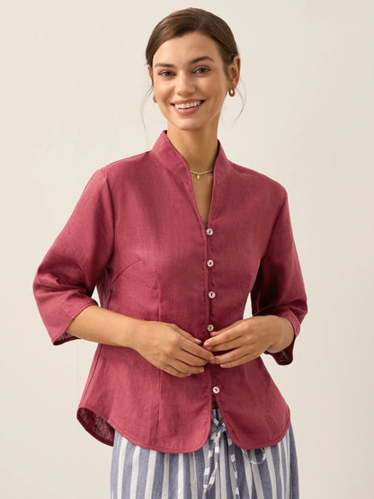 Veste ajustée en lin 100% avec boutons faits main AMELIA