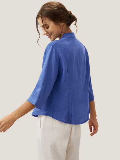 Veste ajustée en lin 100% avec boutons faits main AMELIA