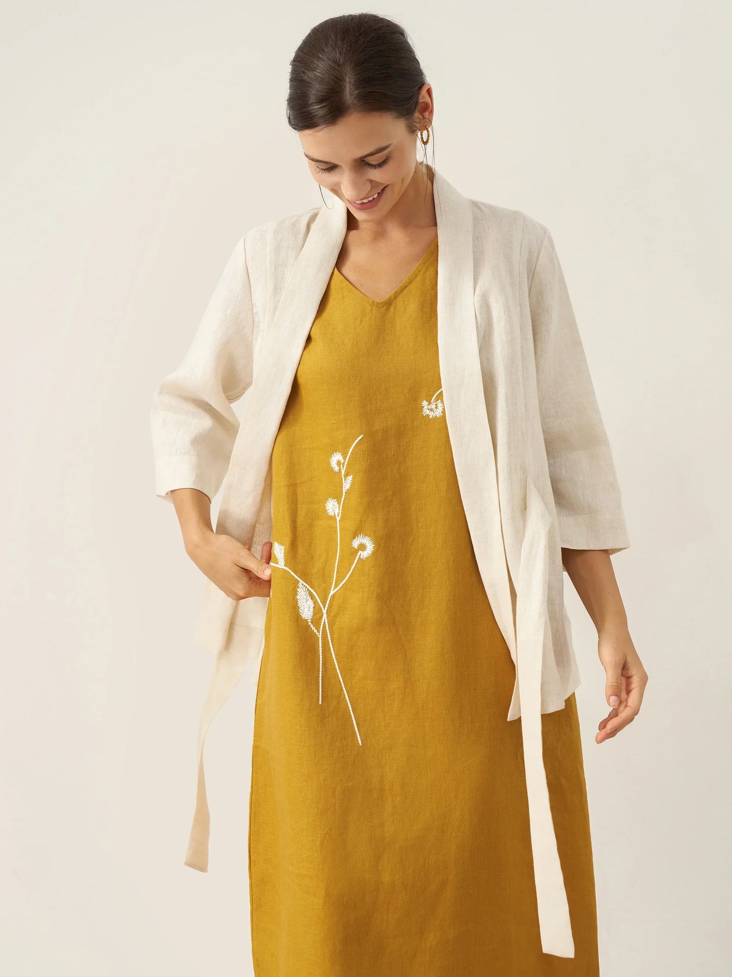 Blazer Ceinturé Style Kimono 100% Lin BRIA