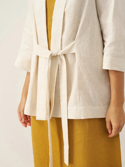 Blazer Ceinturé Style Kimono 100% Lin BRIA