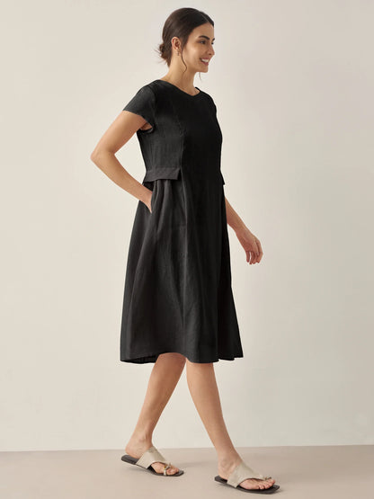 Robe d'été col V naturelle 100% lin ALEXA