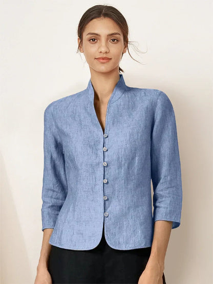 Veste ajustée en lin 100% avec boutons faits main AMELIA