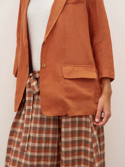 Veste blazer en 100 % lin à manches trois-quarts et épaules tombantes DARA