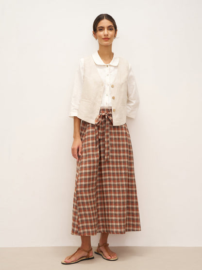 Gilet 100% Lin à Col en V et Fermeture Boutonnée DELIA