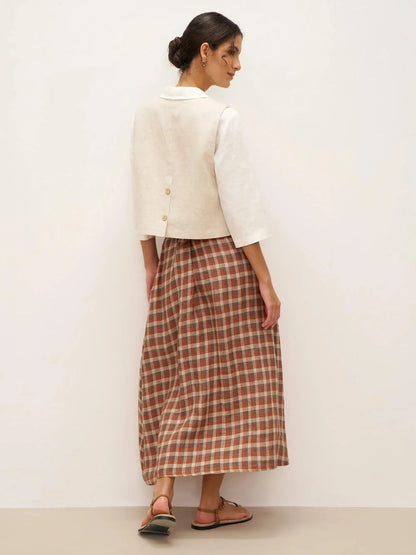 Gilet 100% Lin à Col en V et Fermeture Boutonnée DELIA