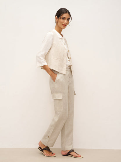 Gilet 100% Lin à Col en V et Fermeture Boutonnée DELIA