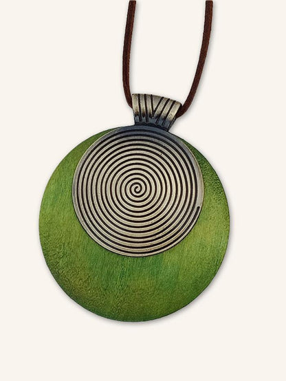 Long Collier à Anneaux en Bois Vintage