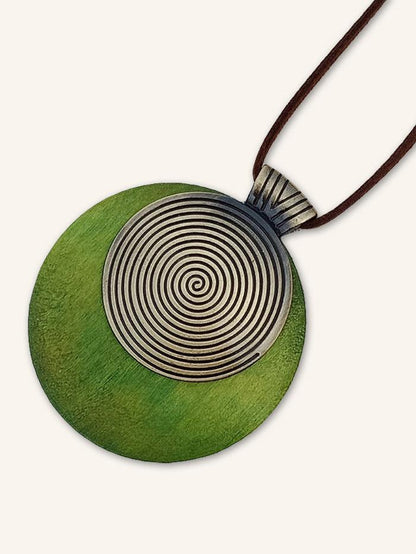 Long Collier à Anneaux en Bois Vintage