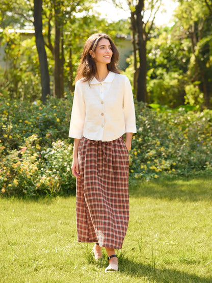 Gilet 100% Lin à Col en V et Fermeture Boutonnée DELIA