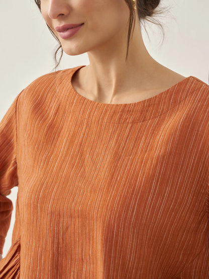 Haut en 100 % lin à col rond à rayures artistiques FLORENCE