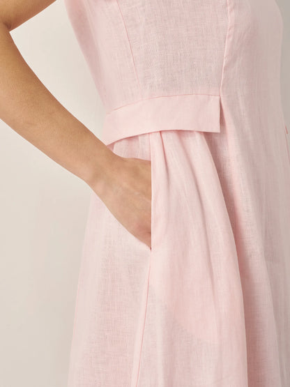 Robe d'été col V naturelle 100% lin ALEXA