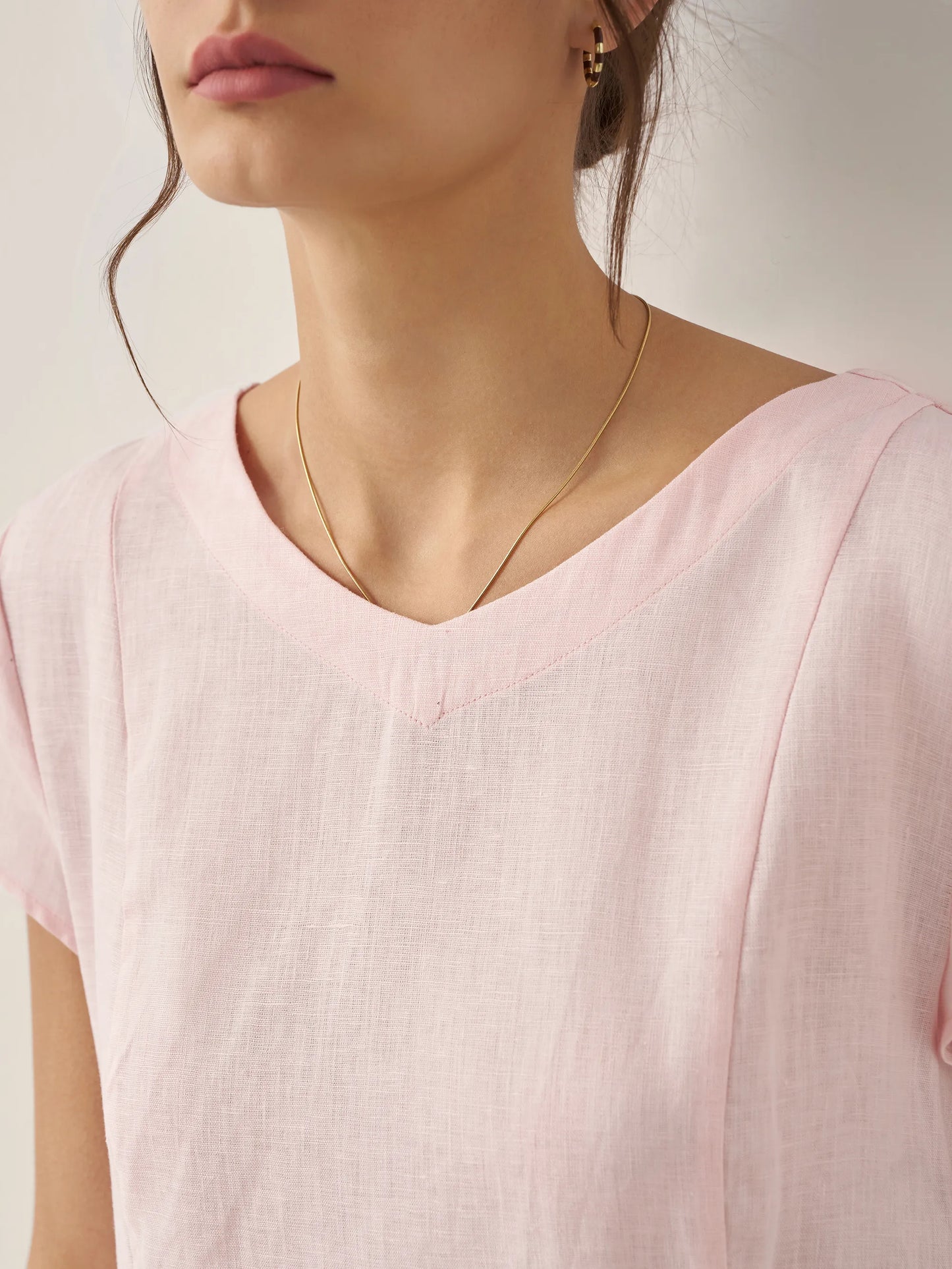 Robe d'été col V naturelle 100% lin ALEXA