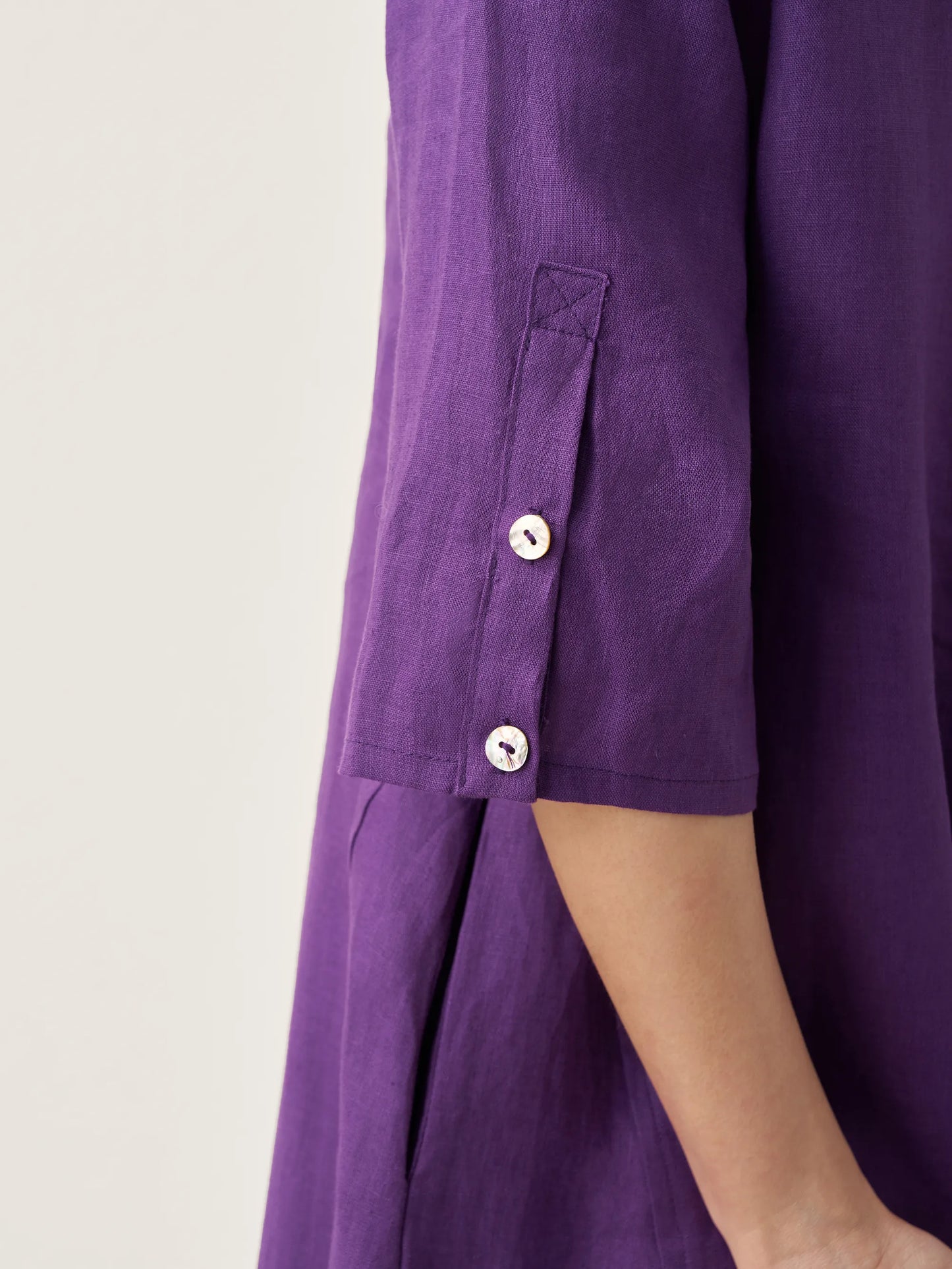 Robe mi-longue sans col 100% lin SOFIA