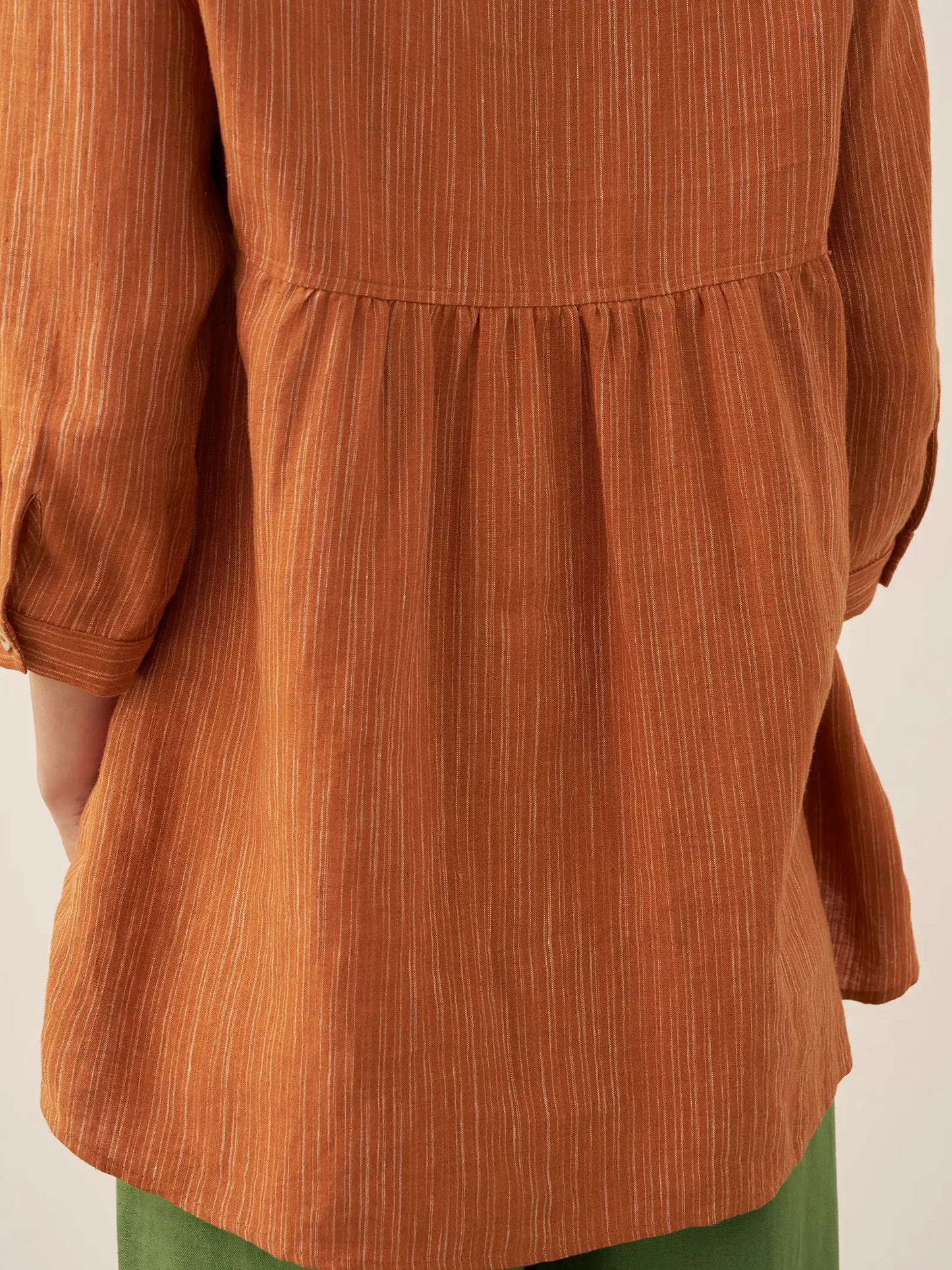 Haut en 100 % lin à col rond à rayures artistiques FLORENCE