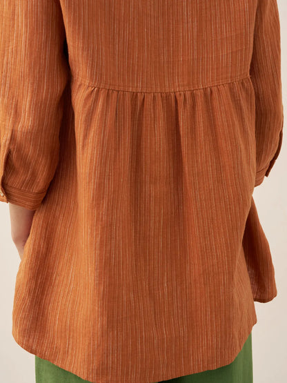 Haut en 100 % lin à col rond à rayures artistiques FLORENCE