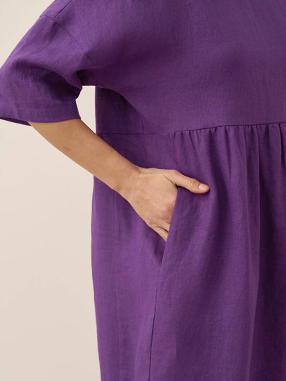 Robe mi-longue coupe trapèze 100% lin VALENCIA