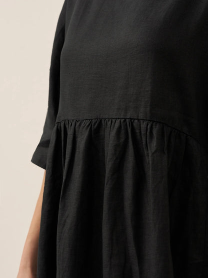 Robe mi-longue coupe trapèze 100% lin VALENCIA