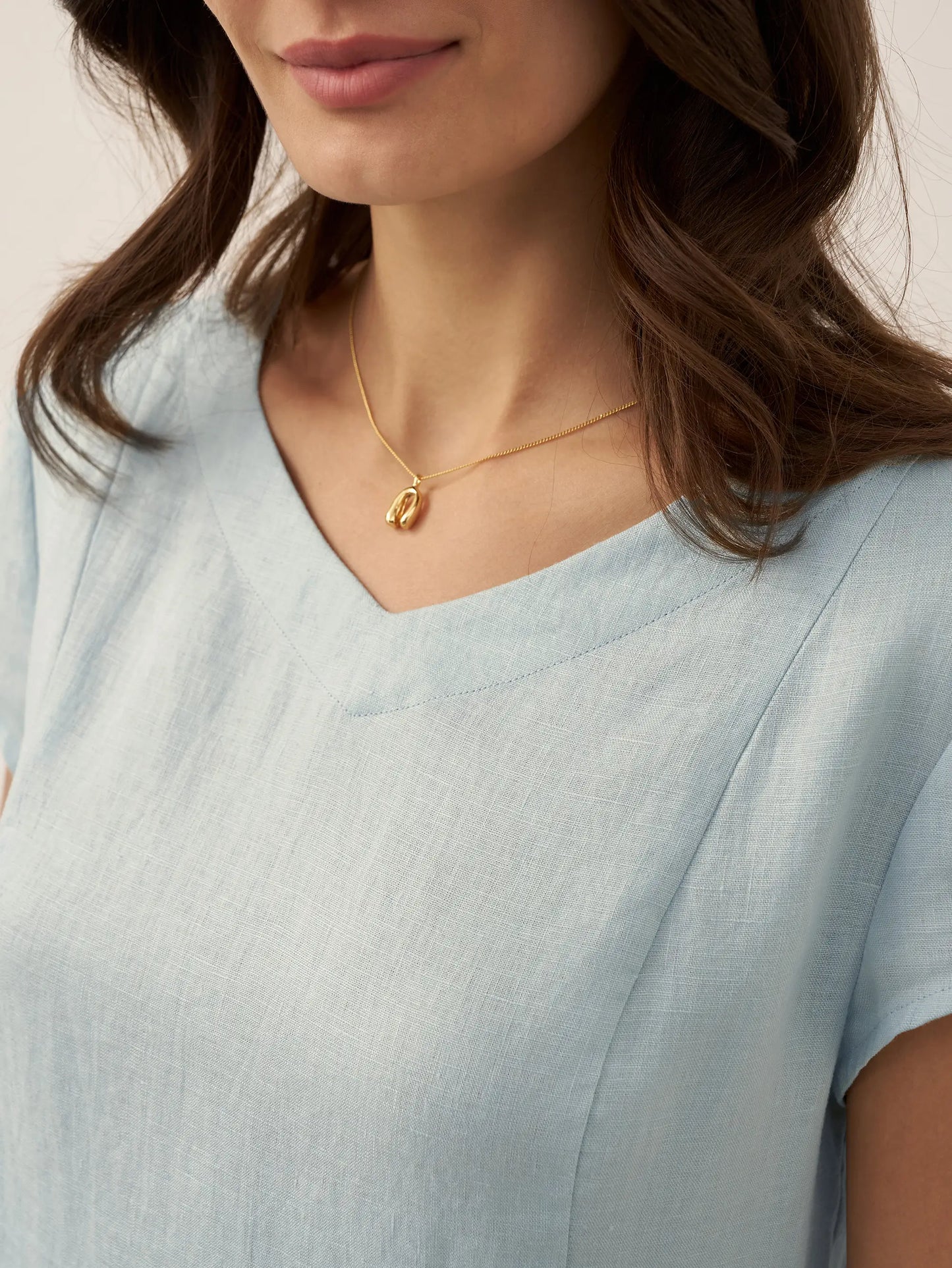 Robe d'été col V naturelle 100% lin ALEXA