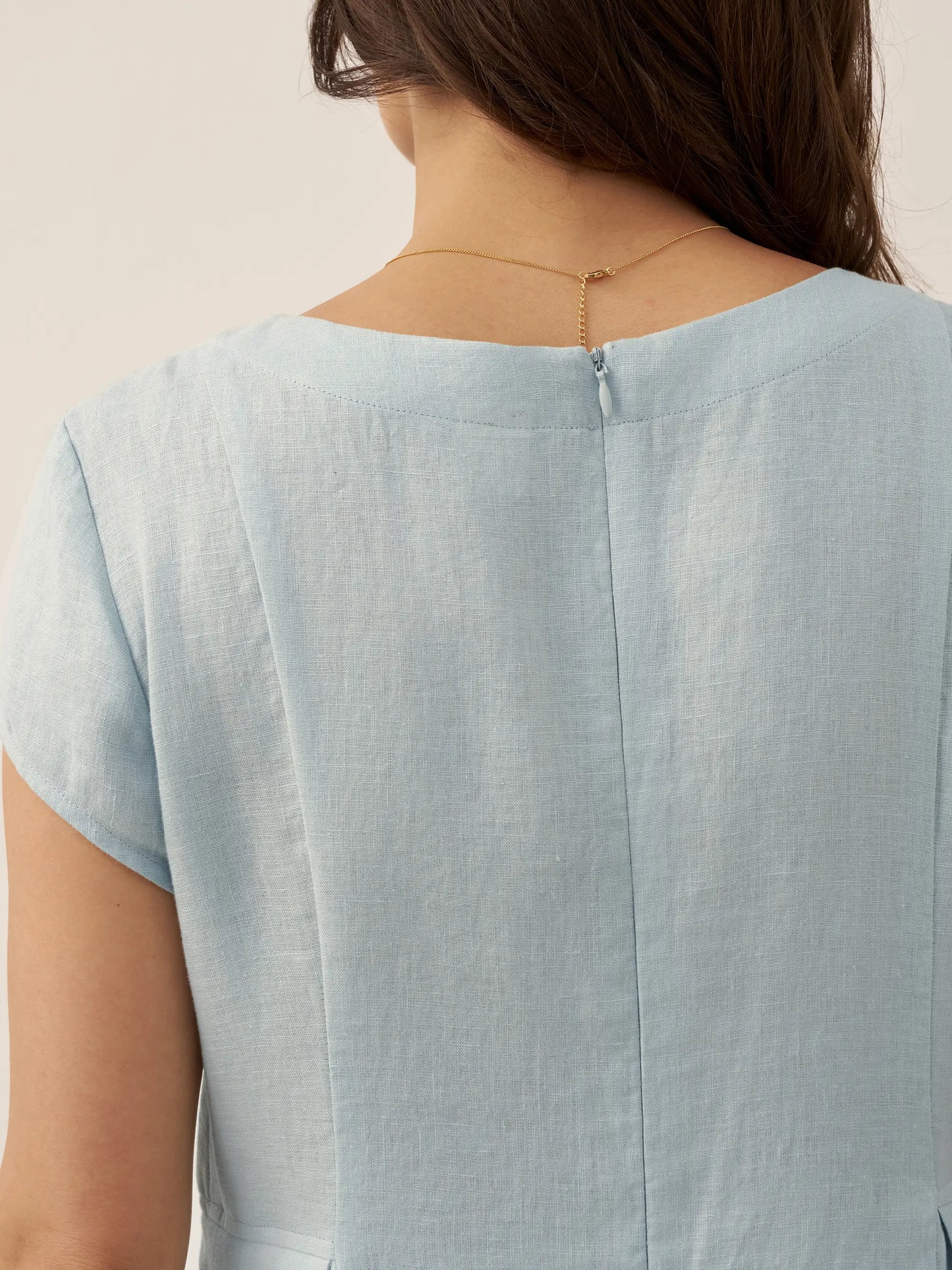 Robe d'été col V naturelle 100% lin ALEXA