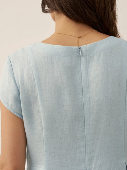 Robe d'été col V naturelle 100% lin ALEXA