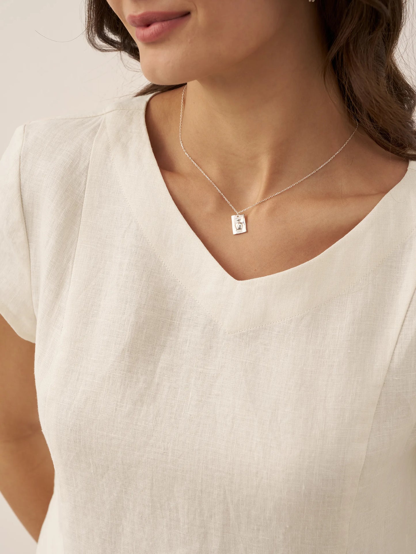 Robe d'été col V naturelle 100% lin ALEXA