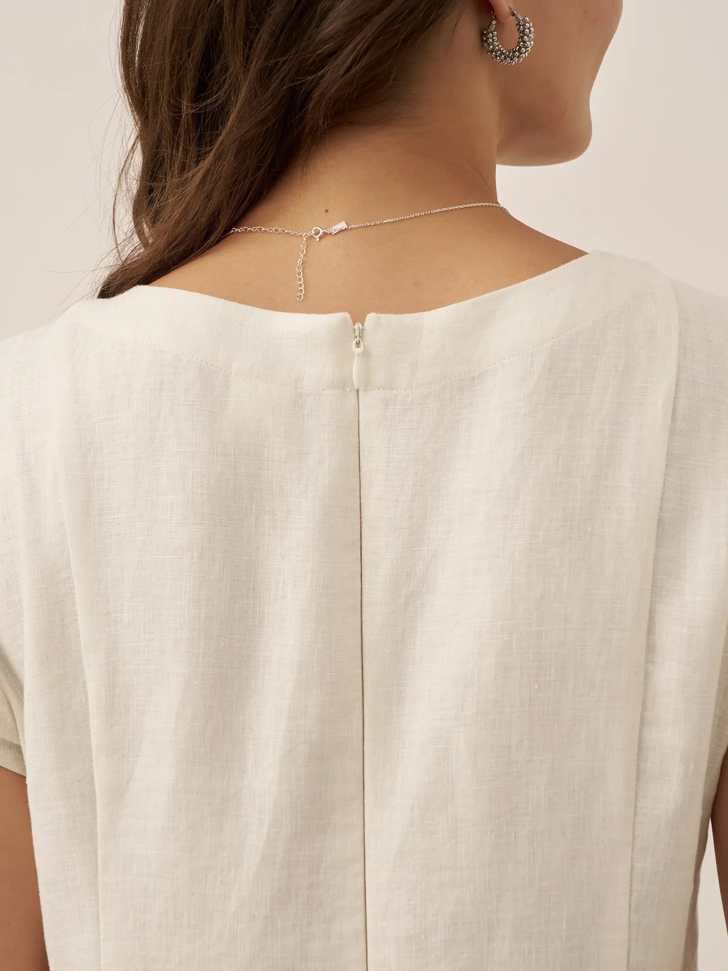 Robe d'été col V naturelle 100% lin ALEXA