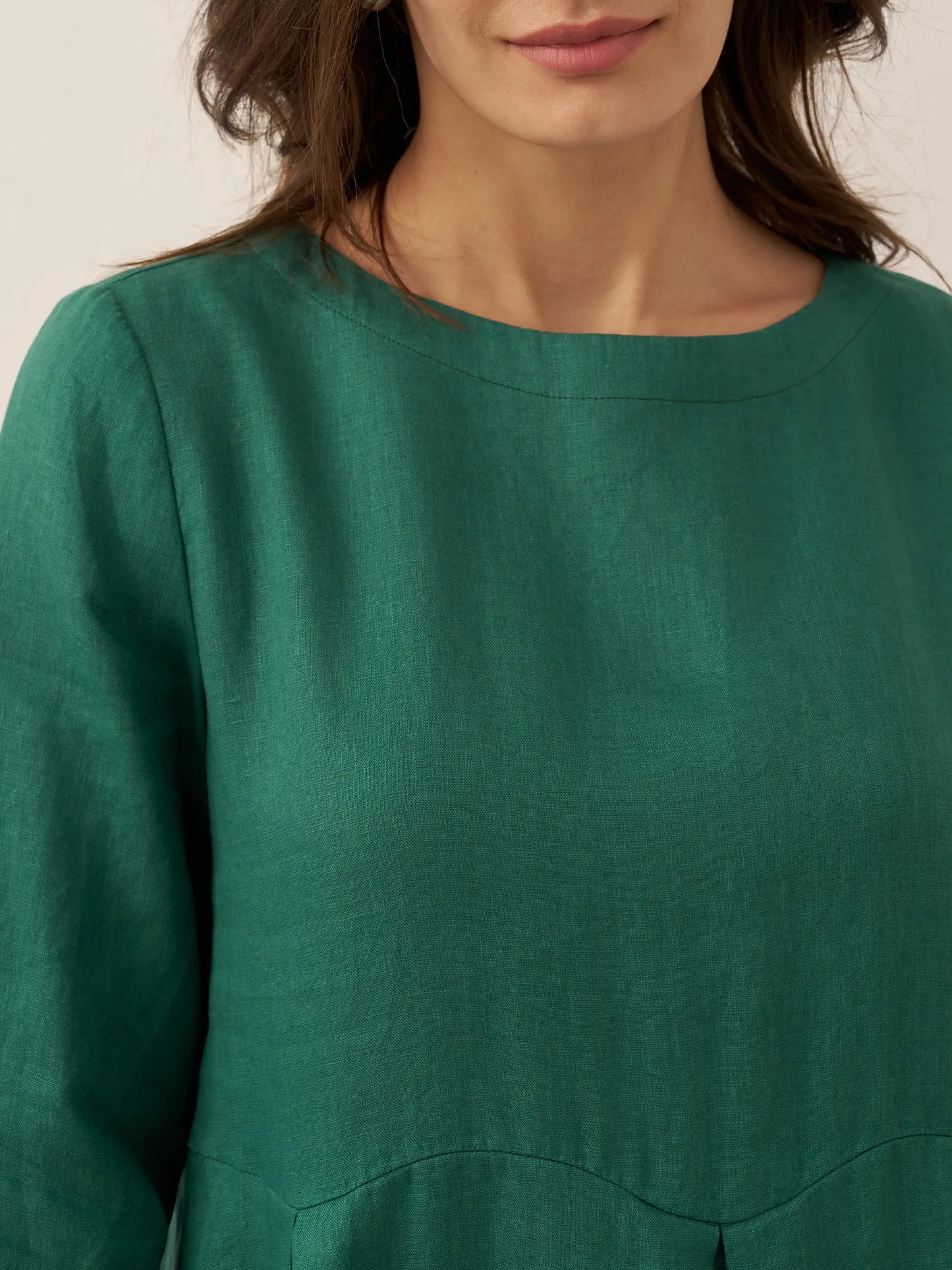 Robe longue plissée en lin à encolure bateau 100% ABIGAIL