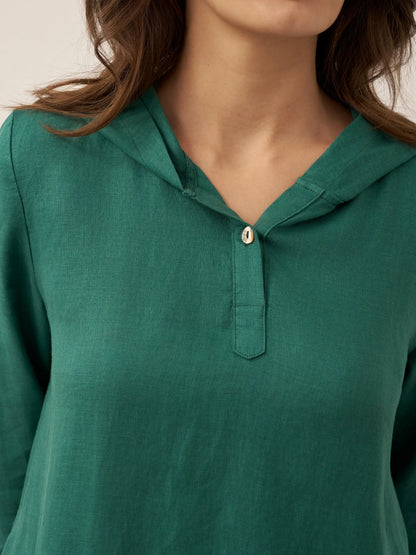 Robe longue à capuche en lin 100% REBECCA