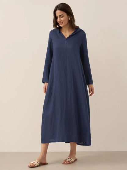 Robe longue à capuche en lin 100% REBECCA