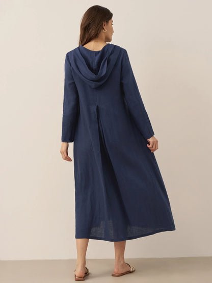 Robe longue à capuche en lin 100% REBECCA