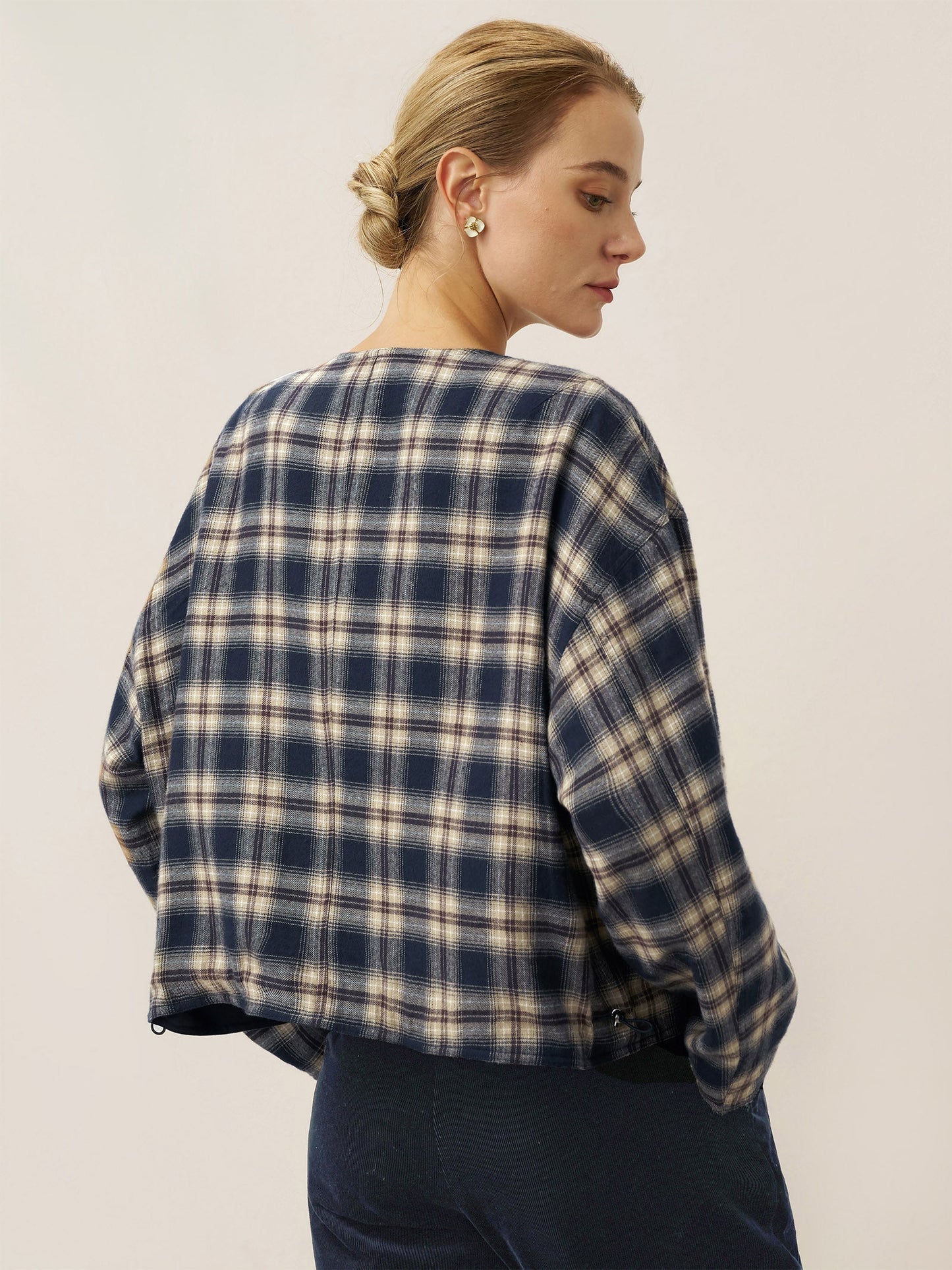 Veste décontractée réversible à col rond en Tencel et Lin CHLOE