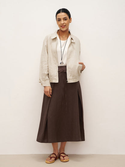 Veste Aviateur à Fermeture Éclair 100% Lin ELIZA