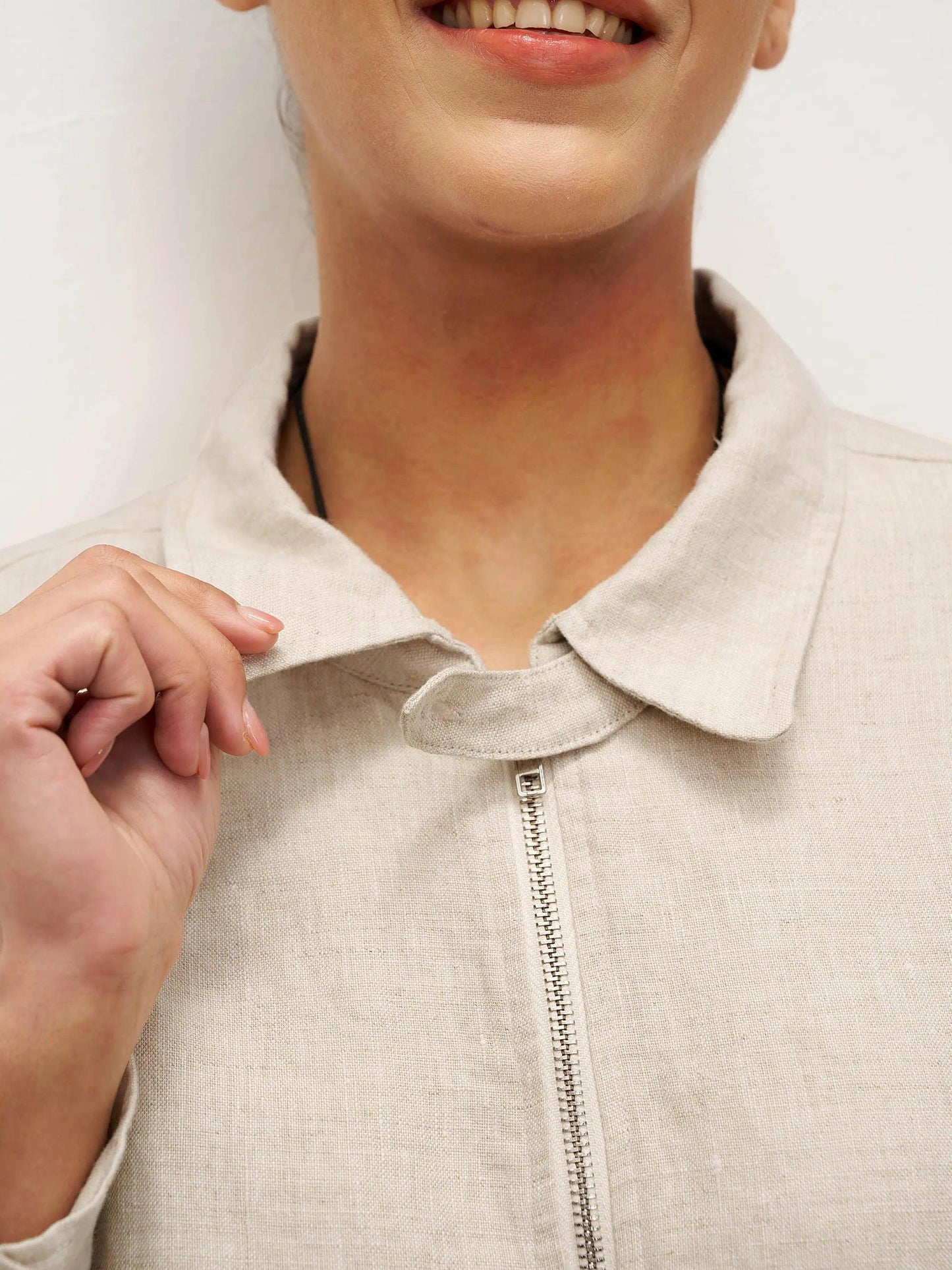 Veste Aviateur à Fermeture Éclair 100% Lin ELIZA